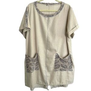 LACE Canada Metallic Sheen Linen Blend Lagenlook Dress Size XL